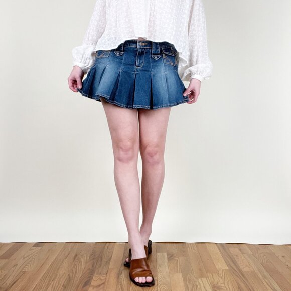 Vintage 90s Y2K Skort Mico Mini Skirt Pleated Preppy Tenniscore Coquette Girl - Picture 8 of 8